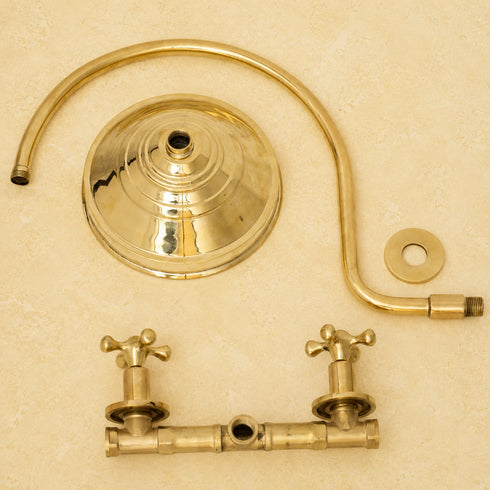 Handcrafted Brass Gooseneck Rain Shower with Square Showerhead