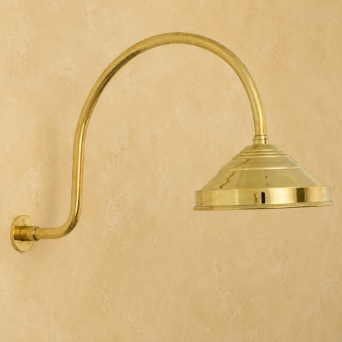 Handcrafted Brass Gooseneck Rain Shower with Square Showerhead