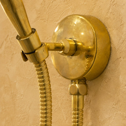 Handcrafted Brass Handheld Shower Set with Wall Mount & Flexible Hose