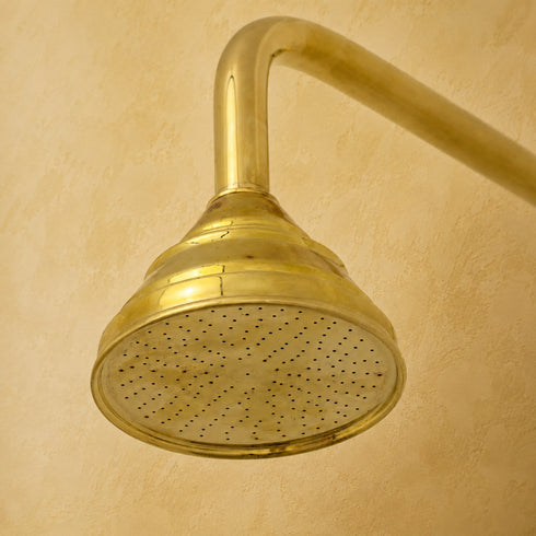 Handcrafted moroccan Brass Rain Shower Head with Wall-Mounted Arm