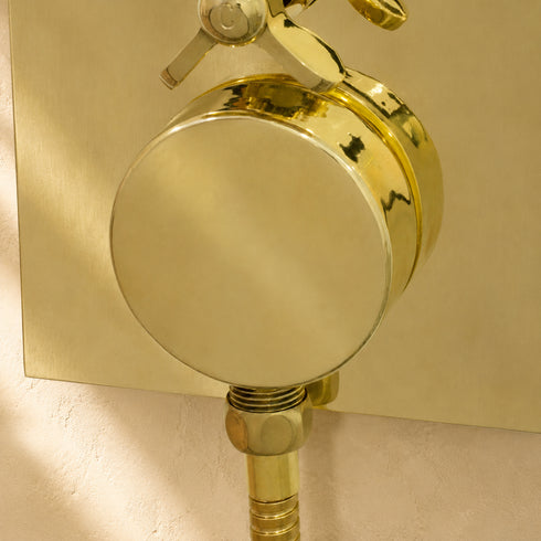Polished Brass Rain Shower Head – Classic Wall-Mounted Shower Fixture