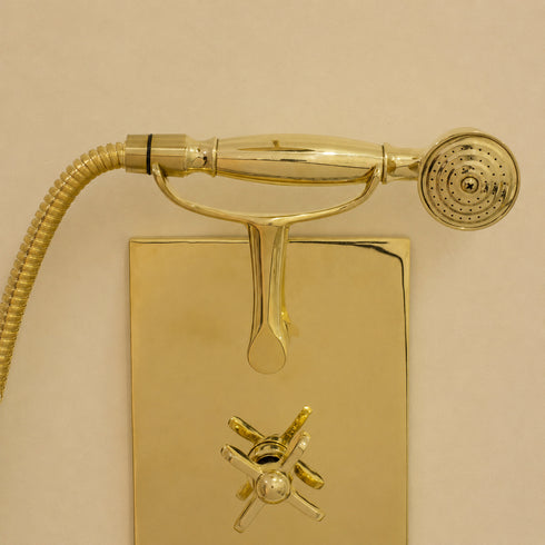 Polished Brass Rain Shower Head – Classic Wall-Mounted Shower Fixture