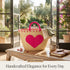 Handwoven Moroccan Palm Leaf Basket with Pink Heart