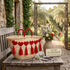 Handwoven Moroccan Palm Leaf Basket with Red Hearts & Tassels