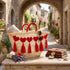 Handwoven Moroccan Palm Leaf Basket with Red Hearts & Tassels