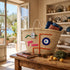Handwoven Moroccan Palm Leaf Basket with Colorful Geometric Embroidery