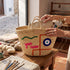 Handwoven Moroccan Palm Leaf Basket with Colorful Geometric Embroidery