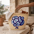 Handwoven Moroccan Palm Leaf Basket with Blue Abstract Embroidery