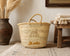 Handwoven Moroccan Palm Leaf Basket with Natural Seashell Embroidery
