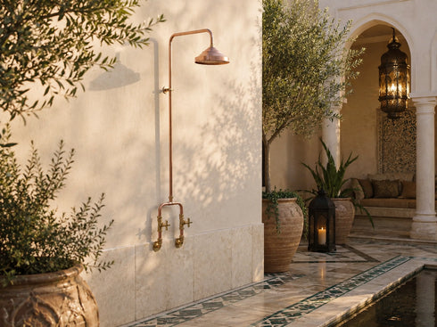 Handcrafted Copper & Brass Outdoor Shower System – Rainfall Shower