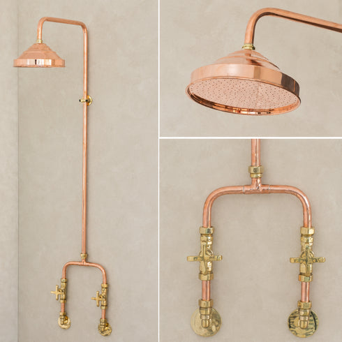 Handcrafted Copper & Brass Outdoor Shower System – Rainfall Shower