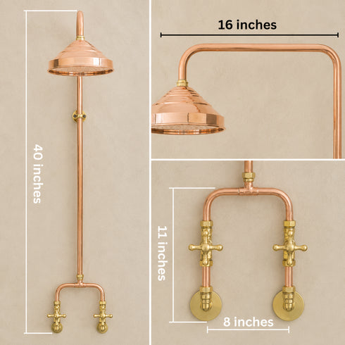 Handcrafted Copper & Brass Outdoor Shower System – Rainfall Shower
