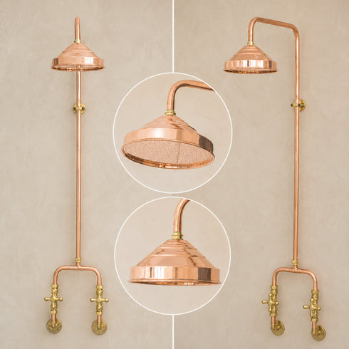 Handcrafted Copper & Brass Outdoor Shower System – Rainfall Shower