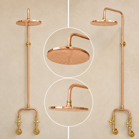 Handcrafted Copper & Brass Outdoor Shower System – Rainfall Shower