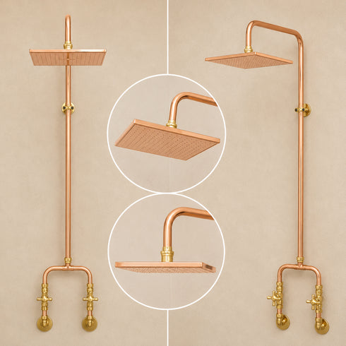 Handcrafted Copper & Brass Outdoor Shower System – Rainfall Shower