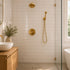 Handcrafted Unlacquered Brass Shower System with Rainfall Head & Hand Shower