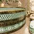 Hand-Painted Moroccan Ceramic Vessel Sink with Antique Brass Rim