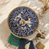 Hand-Painted Moroccan Ceramic Vessel Sink – Blue & White with Brass Rim