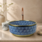 Artisan Moroccan Blue Ceramic Vessel Sink with Elegant Brass Finish