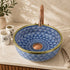 Artisan Moroccan Blue Ceramic Vessel Sink with Elegant Brass Finish