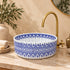 Hand-Painted Moroccan Blue Geometric Ceramic Vessel Sink