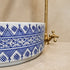 Hand-Painted Moroccan Blue Geometric Ceramic Vessel Sink