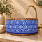 Hand-Painted Moroccan Blue Ceramic Vessel Sink with Copper Rim