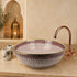 Rose Medina Ceramic Vessel Sink – Burgundy Lattice Basin with Gold Rim