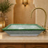 Emerald Scale Rectangular Ceramic Vessel Sink – Moroccan Green Artisan Basin