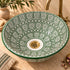 Emerald Mosaic Moroccan Vessel Sink – Green Geometric Ceramic Basin