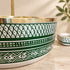Hand-Painted Moroccan Ceramic Vessel Sink – Green & Brass