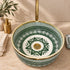 Hand-Painted Moroccan Ceramic Vessel Sink – Green & Brass