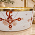 Hand-Painted Moroccan Ceramic Vessel Sink – Terracotta Berber Motif with Brass Rim