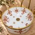Hand-Painted Moroccan Ceramic Vessel Sink – Terracotta Berber Motif with Brass Rim