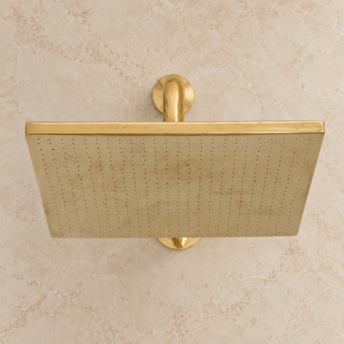 Handcrafted Square Brass Rain Shower Head – 10-Inch Wall-Mounted Design