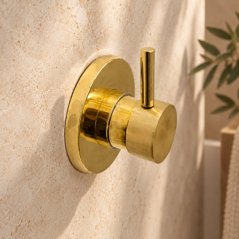 Handcrafted Brass Rain Shower System – Round Shower Head with Curved Wall Arm