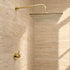 Handcrafted Brass Rain Shower System – Round Shower Head with Curved Wall Arm