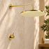 Handcrafted Brass Rain Shower System – Round Shower Head with Curved Wall Arm