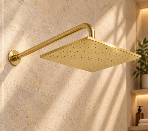 Complete Brass Shower System – Round Rain Shower Head with Cross Handles & Tub Spout