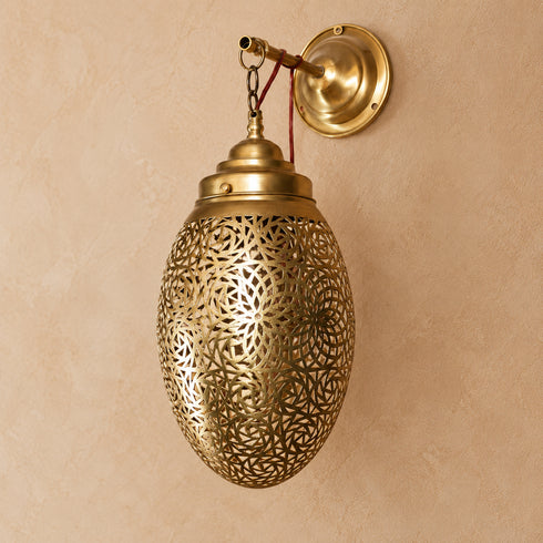Moroccan Brass Wall Sconce, Handmade Pierced Brass Lantern, Boho Wall Light, Moroccan Lamp, Arabic Lighting, 3 Sizes Available