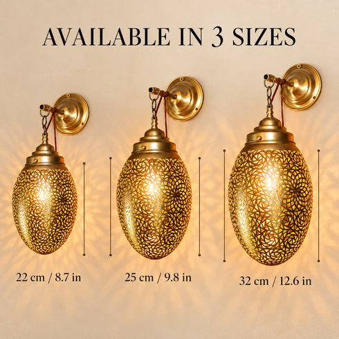 Moroccan Brass Wall Sconce, Handmade Pierced Brass Lantern, Boho Wall Light, Moroccan Lamp, Arabic Lighting, 3 Sizes Available