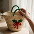 Straw Basket, Moroccan Woven Bag, Holiday Gift Basket, Handmade Palm Leaf Tote