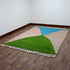 Colorful Moroccan Rug, Geometric Berber Area Rug, Green Blue brown Color Block Carpet