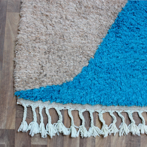 Colorful Moroccan Rug, Geometric Berber Area Rug, Green Blue brown Color Block Carpet