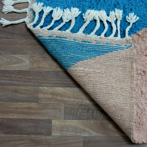 Colorful Moroccan Rug, Geometric Berber Area Rug, Green Blue brown Color Block Carpet