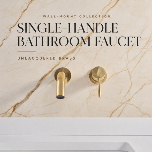 Compact Wall-Mount Single-Handle Bathroom Faucet – Unlacquered Brass