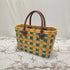 Handwoven Moroccan Straw Tote Bag – Teal, Yellow & Natural Beige