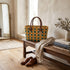 Handwoven Moroccan Straw Tote Bag – Teal, Yellow & Natural Beige