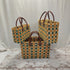 Handwoven Moroccan Straw Tote Bag – Teal, Yellow & Natural Beige