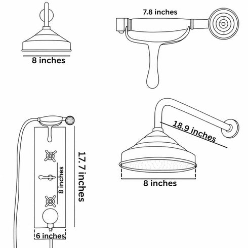 Polished Brass Rain Shower Head – Classic Wall-Mounted Shower Fixture